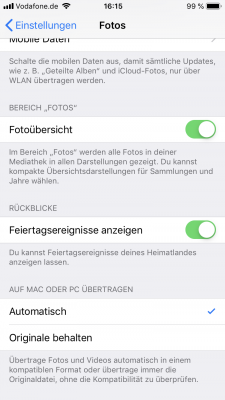 Foto-Einstellungen auf dem iPhone