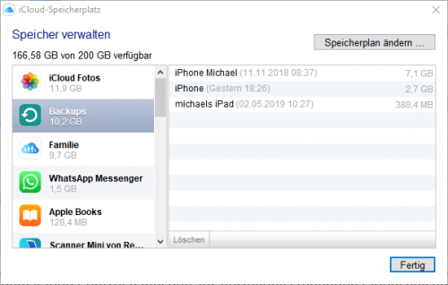 iCloud Speicherplatz