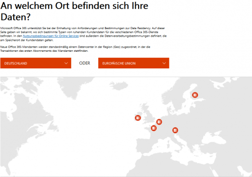 Serverstandorte in OneDrive