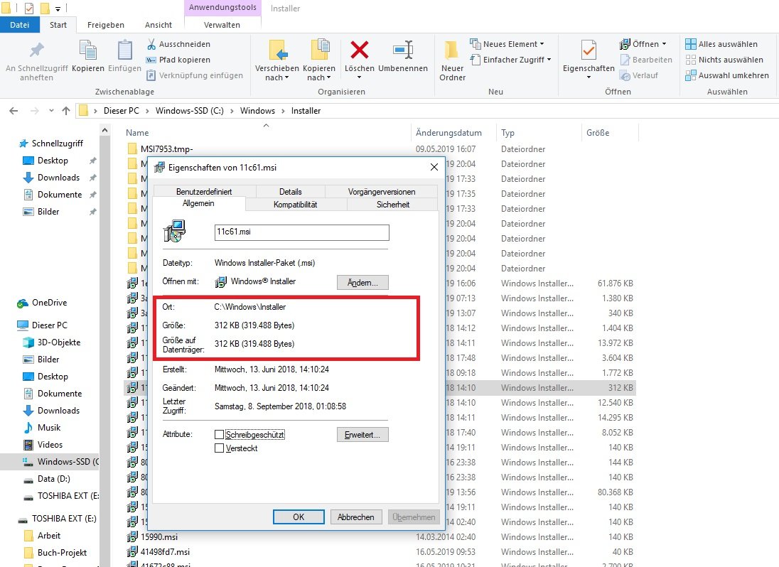 Windows Installer Verzeichnis Löschen