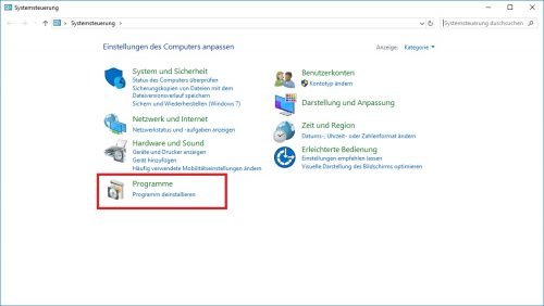 Windows 10 Systemsteuerung Programme vollständig entfernen