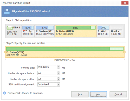 Macrorit Disk Partition Expert Free Edition Migration auf neue SSD