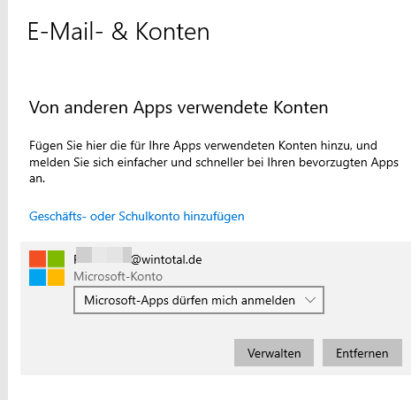 Microsoft-Konto entfernen