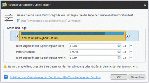 Partition verschieben und vergrößern