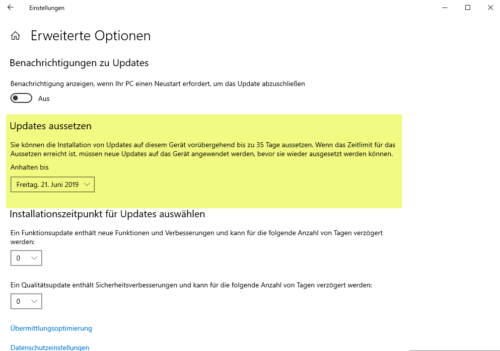 Das Aussetzen von Updates ist nun endlich auch in Windows 10 Home möglich