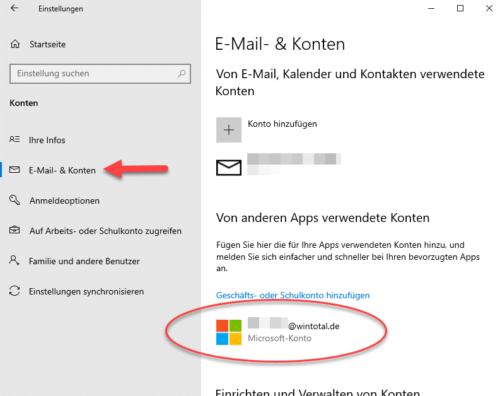 Verwendetes Microsoft-Konto löschen