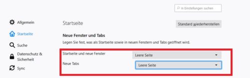 Firefox Startseite verursacht langsamer Seitenaufbau