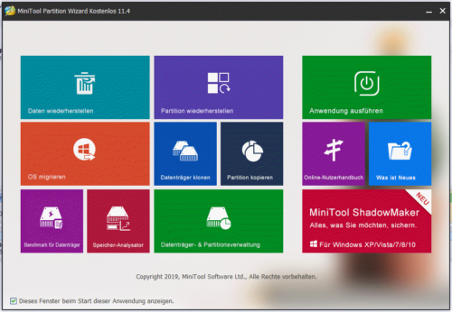 Minitool Partition Wizard Startschirm