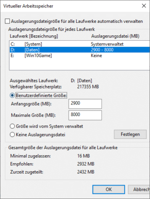 Sie können die Größe der Auslagerungsdatei in Windows 10 anpassen.