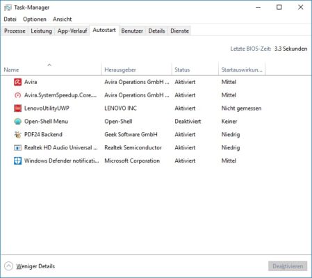 Windows 10 Taskmanager