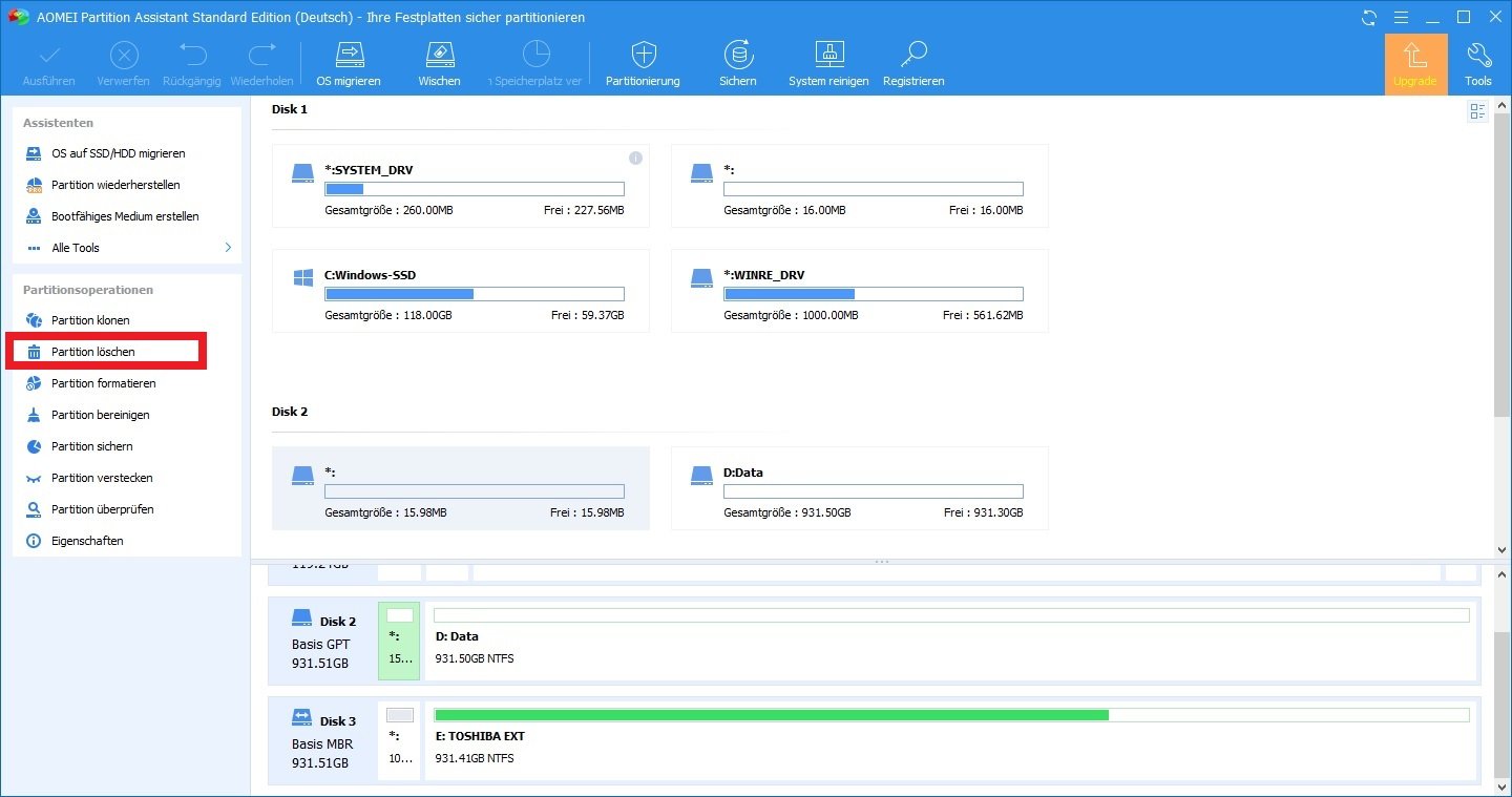 EFISystempartition So löschen und erstellen Sie die kleine Partition