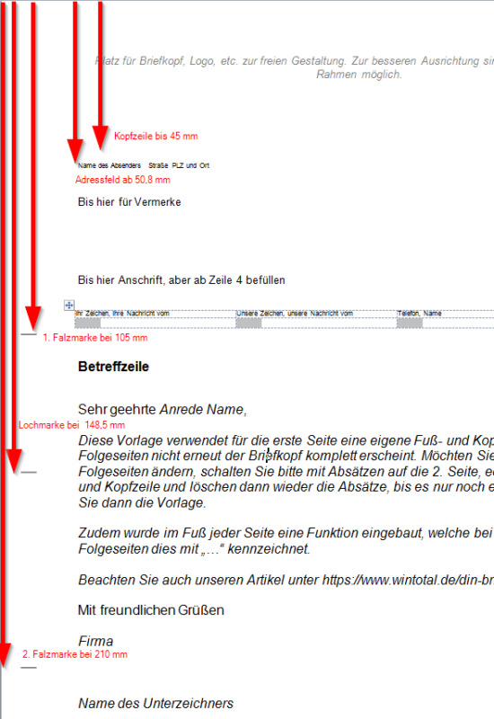 DIN-Brief Form B mit Loch- und Falzmarke