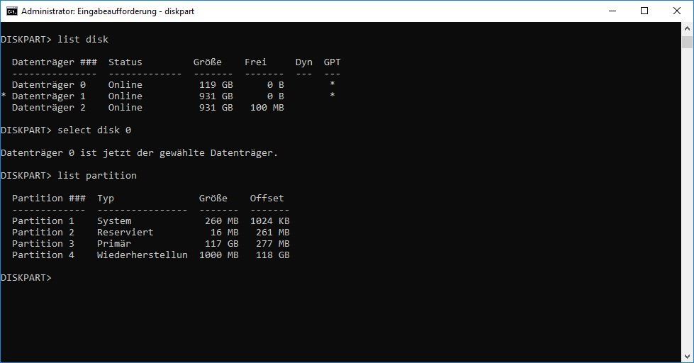 EFISystempartition So löschen und erstellen Sie die kleine Partition