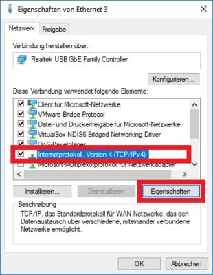 Eigenschaften von Ethernetverbindung