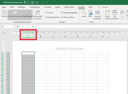 Excel-Spalte auswählen