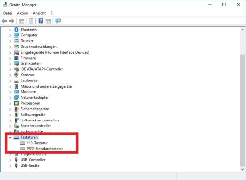 PS2 und Bluetooth Tastaturen im Gerätemanager
