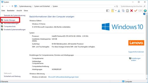Geräte Manager in Windows 10