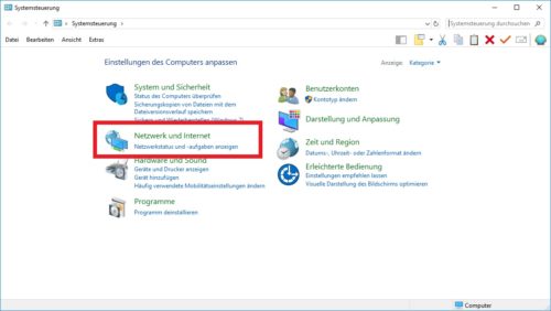 Die Windows 10 Systemsteuerung.