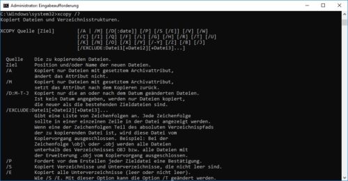 Xcopy Parameter in MS-DOS