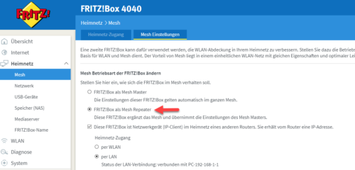 FRITZ!Box als Mesh Repeater