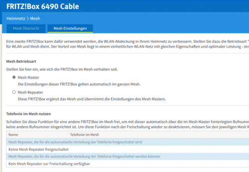 Die FRITZ!Box als Mesh Master