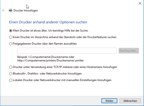 Netzwerkdrucker in Windows 10 manuell hinzufügen