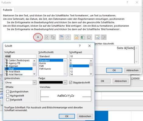 Seitenzahl Excel formatieren