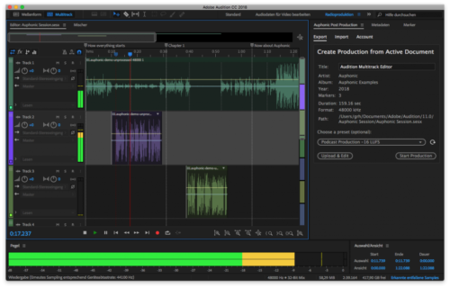 Screenshot Audio bearbeiten mit Adobe Audition
