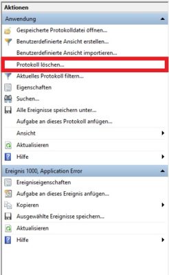 Ereignisprotokoll löschen über Link