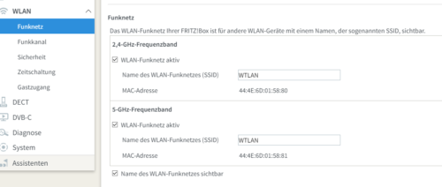 Identische SSID für Band Steering notwendig