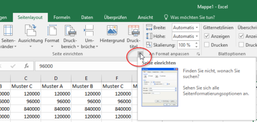 Seite einrichten in Excel