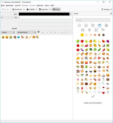 Emojis in Thunderbird Nachrichten einfügen