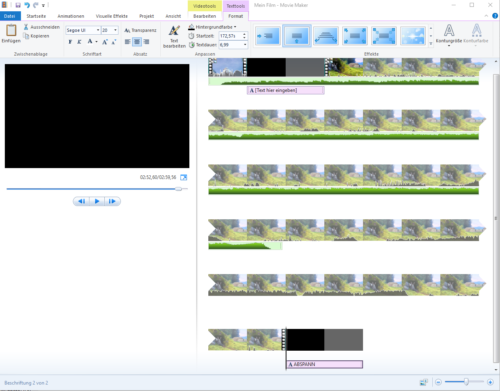 Abspann in Animationen in Windows Movie Maker