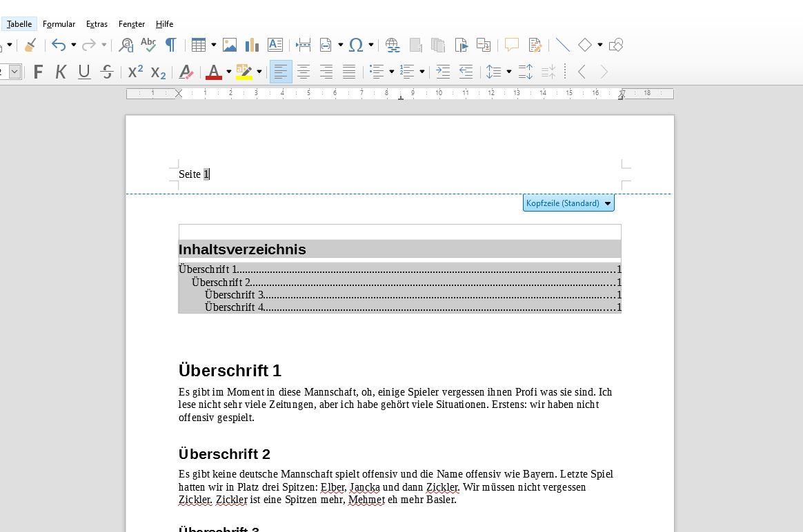 Seitenzahlen in LibreOffice einfügen und formatieren
