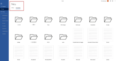 Persönliche Vorlagen in Word