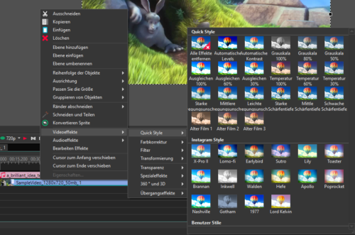 Video-Effekte in  VDSC Free Video-Editor