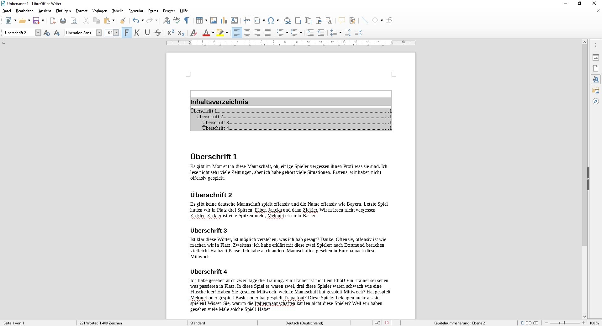 Inhaltsverzeichnis in LibreOffice erstellen und formatieren