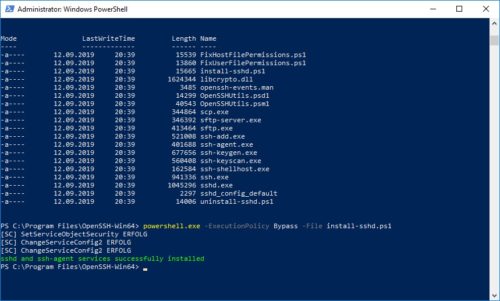 Powershell OpenSSH Agent und Server installiert