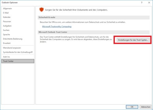 Outlook Mail verschlüsseln: Die Einstellungen für das Trust Center in Outlook