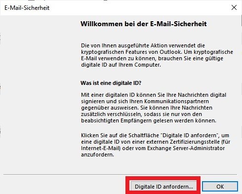 Outlook Mail verschlüsseln: Digitale ID anfordern