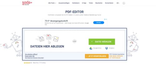 Startseite von Soda PDF Online