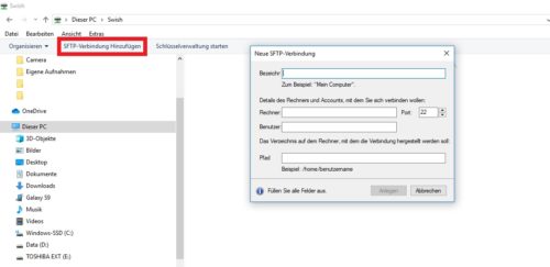 Neue SFTP-Verbindung unter Windows 10 hinzufügen