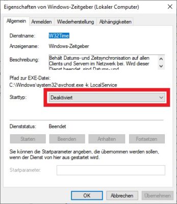 Windows Zeitgeber-Dienst aktivieren