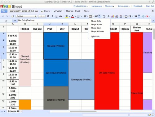 Tabellen kostenlose erstellen und bearbeiten in Zoho Sheets 