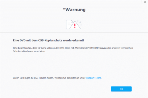 Kopierschutz erkannt