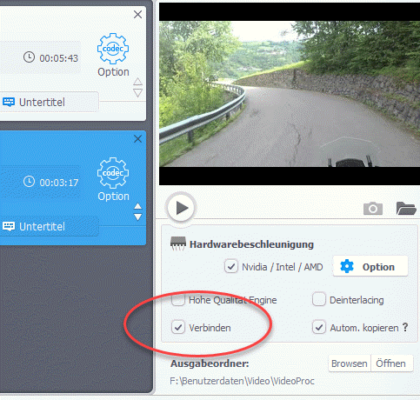 Verbinden von mehreren Videos