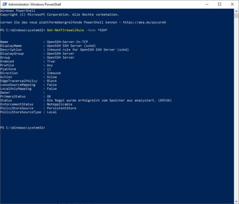 OpenSSH Firewall-Regel checken