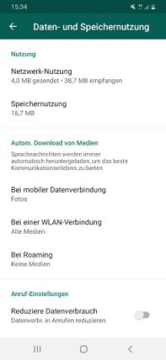 WhatsApp Daten- und Speichernutzung einstellen