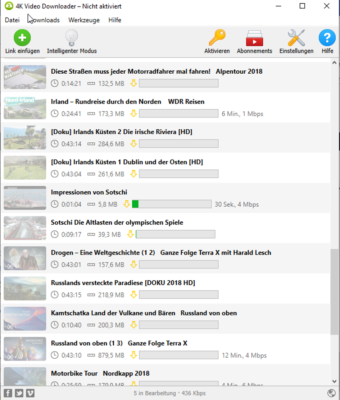 4K Video Downloader Aufgabenliste