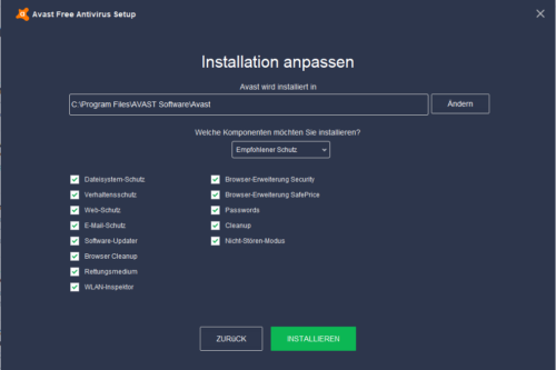 Antivirus kostenlos von Avast